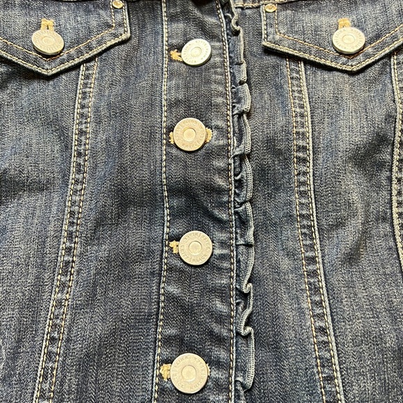 White House Black Market Blue Denim Jean Jacket Sz 00 Check Measurements - Picture 5 of 10